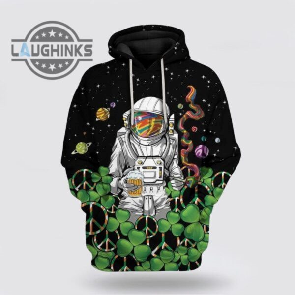 st patricks day hoodie hippie astronaut st patricks day over print 3d hoodie tshirt sweatshirt mens womens irish saint pattys day gift lucky clovers shamrock tee laughinks 1 1