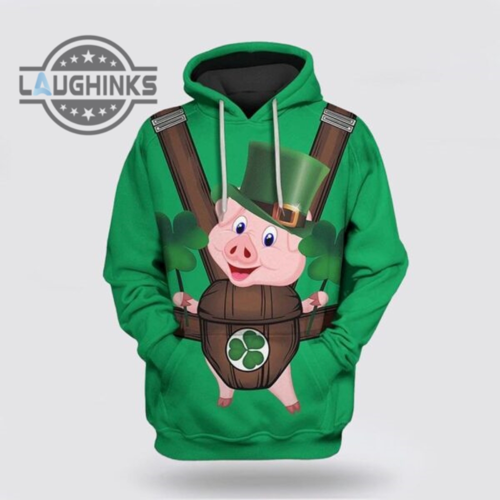 St Patricks Day Hoodie Cute Pig Saint Patricks Day Over Print 3D Hoodie Tshirt Sweatshirt Mens Womens Irish Saint Pattys Day Gift Lucky Clovers Shamrock Tee