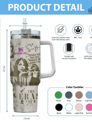 40Oz Tumbler Swiftie Collections Taylor Album Cover Tumbler Eras Tour Tumbler 2023 The Eras Tour 40Oz Handle Car Mug Taylor Swift Merch revetee 5