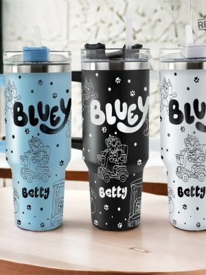 Bluey Dog 40Oz Stanley Quencher H2.0 Tumbler Bluey Dog Cup Stanley H2.0 Quencher Stanley Tumbler Gift For Kids Birthday revetee 5