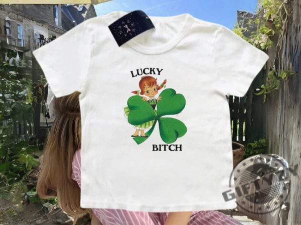 Lucky Bitch Baby Shirt Retro St Patricks Day Baby Tshirt St Patty Day Sweatshirt Kiss Me Im Irish Hoodie St Patricks Lucky Baby Shirt giftyzy 1