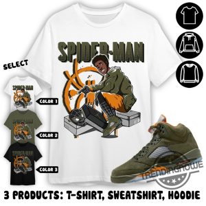 Jordan 5 Olive Shirt Spiderman Sneaker Shirt To Match Sneaker Green Olive Green And Orange Shirt Olive Green 5S Shirt trendingnowe 2