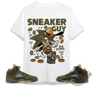 Sonic Old School Shirt Jordan 5 Olive Sweatshirt To Match Sneaker Green Olive Green And Orange Shirt Olive Green 5S Shirt trendingnowe 2