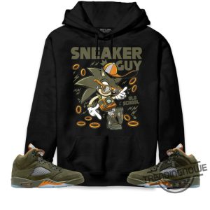 Sonic Old School Shirt Jordan 5 Olive Sweatshirt To Match Sneaker Green Olive Green And Orange Shirt Olive Green 5S Shirt trendingnowe 3