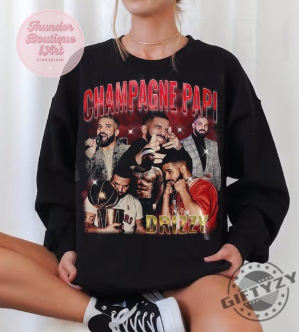 Vintage Drake Shirt Drake Champagne Papi Vintage 90S Y2k Bootleg Drizzy Sweatshirt Gift For Fans Hoodie Rap Hip Hop Tshirt Drake Rap Shirt giftyzy 2
