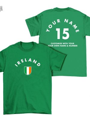 Ireland Personalised Shirt Name Number Adults Kids Baby Family Organic Cotton Irish Rugby Football Sports Ireland Football Shirt Unique revetee 3