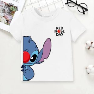 Red Nose Day Peeking Lilo Stitch Shirt Funny Cute Designer Shirt Red Nose Day Outfit Ideas Childrens Red Nose Day T Shirts Unique revetee 2