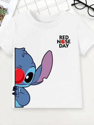 Red Nose Day Peeking Lilo Stitch Shirt Funny Cute Designer Shirt Red Nose Day Outfit Ideas Childrens Red Nose Day T Shirts Unique revetee 2