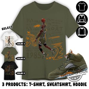 Jordan 5 Olive Shirt Sweatshirt Hoodie Mj Accolades Sneaker Shirt To Match Sneaker Color Military Green trendingnowe 2
