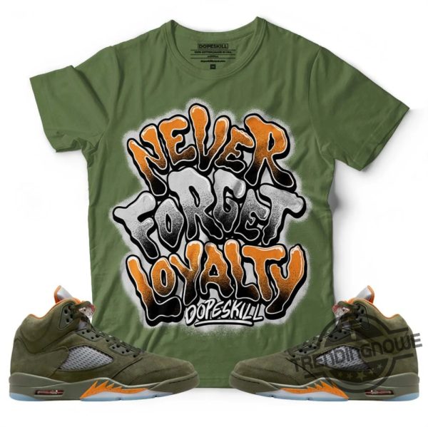 Set Jordan 5 Olive Army Solar Orange Shirt Match Dopeskill Jordan 5 Olive Shirt Sweatshirt Hoodie trendingnowe 3