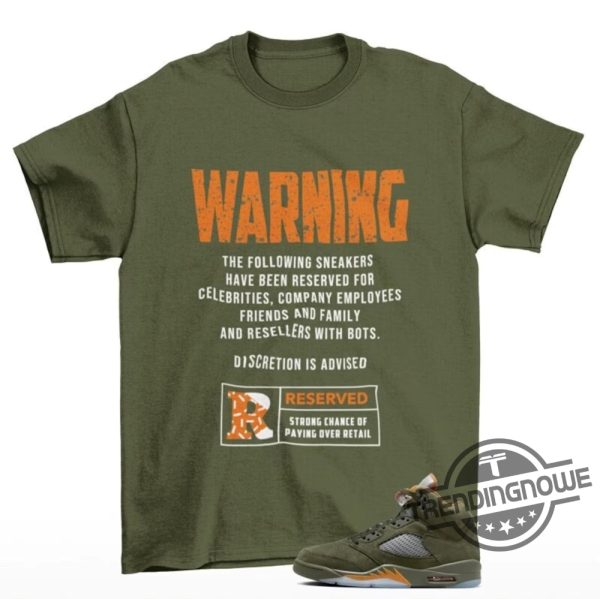 Jordan 5 Olive Army Solar Orange Shirt Match Reserved Jordan 5 Olive Shirt Sweatshirt Hoodie trendingnowe 1