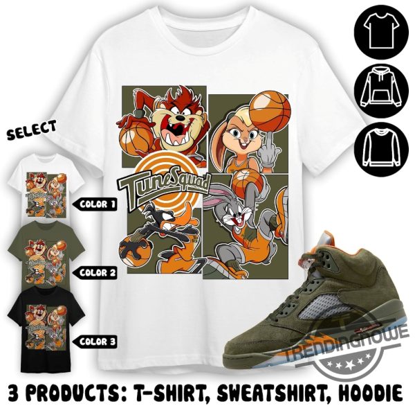 Jordan 5 Olive Army Solar Orange Shirt Match Bunny Basketball Jordan 5 Olive Shirt Sweatshirt Hoodie trendingnowe 3