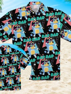 Bluey Hawaiian Shirt Bluey Shirt Bluey Dad Button Shirt Rad Dad Bluey Shirt Fathers Day Shirt Dad Bluey Shirt Bluey And Bingo Unique revetee 2