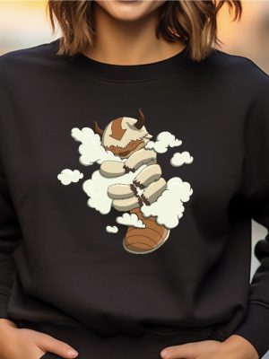 Sleepy Flying Bison Illustration Sweatshirt Elemental Bending Sweater Sky Bison Shirt Unique How Did The Sky Bison Repopulate revetee 3