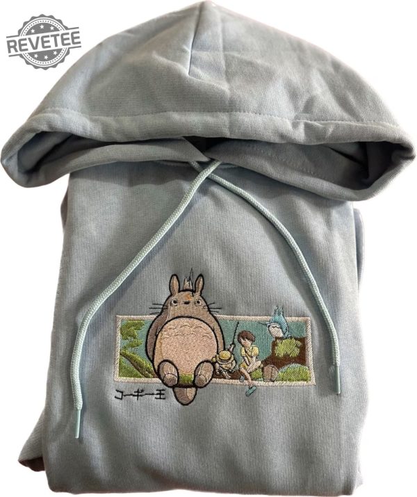 Totoro Ghibli Anime Embroidered Crewneck Sweatshirt Anime Embroidered Hoodies Valentine Gift Unique revetee 1