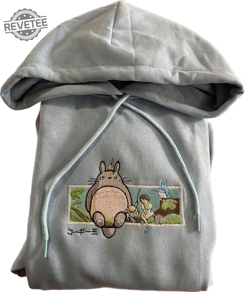Totoro Ghibli Anime Embroidered Crewneck Sweatshirt Anime Embroidered Hoodies Valentine Gift Unique