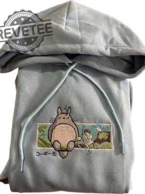 Totoro Ghibli Anime Embroidered Crewneck Sweatshirt Anime Embroidered Hoodies Valentine Gift Unique revetee 2