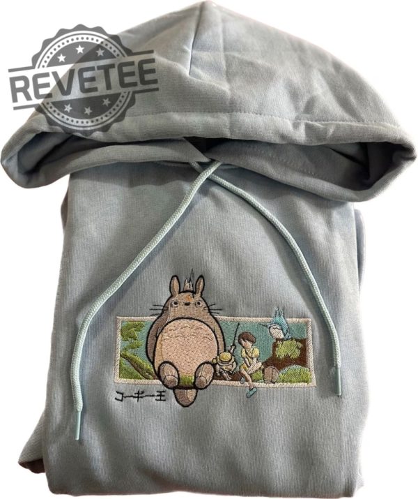 Totoro Ghibli Anime Embroidered Crewneck Sweatshirt Anime Embroidered Hoodies Valentine Gift Unique revetee 2