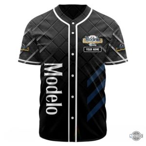 modelo baseball jersey custom name personalized black modelo beer baseball jersey shirts alcoholic beverage grupo modelo all over printed baseball uniform laughinks 2