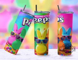 easter 2024 skinny tumbler chilling with peeps cups easter tumblers custom easter gift easter basket filler cute happy easter bunny cup peeps tumbler laughinks 1