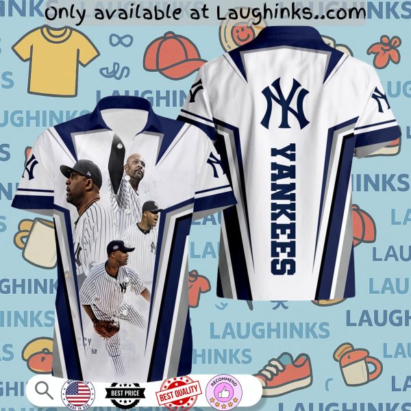 new york yankees hawaiian shirt great players gift for baseball fans ny yankees button up shirt and shorts mlb baseball aloha beach shirt