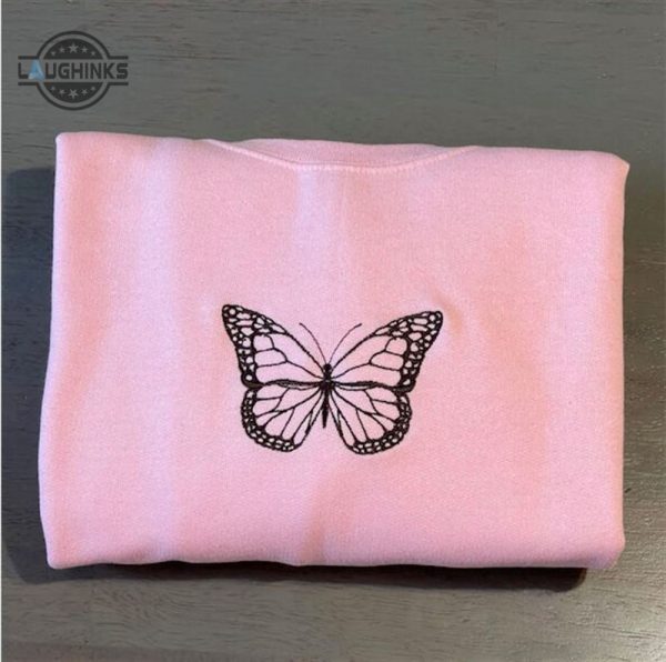 butterfly embroidered sweatshirt womens embroidered sweatshirts tshirt sweatshirt hoodie trending embroidery tee gift laughinks 1 1