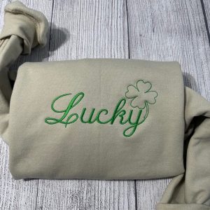 women lucky embroidered sweatshirt womens embroidered sweatshirts tshirt sweatshirt hoodie trending embroidery tee gift laughinks 1