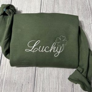 lucky shamrock embroidered sweatshirt womens embroidered sweatshirts tshirt sweatshirt hoodie trending embroidery tee gift laughinks 1