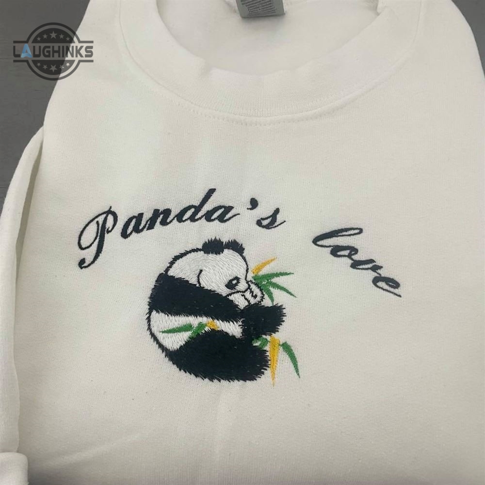 Vintage Panda Embroidered Sweatshirt Womens Embroidered Sweatshirts Tshirt Sweatshirt Hoodie Trending Embroidery Tee Gift
