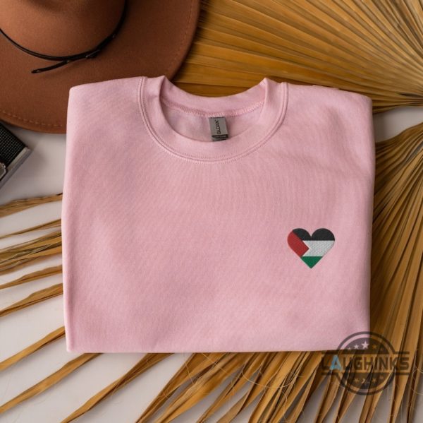 save palestine embroidered hoodie tshirt sweatshirt mens womens palestine flag heart embroidery free palestine tee solidarity with palestine gaza shirts laughinks 1
