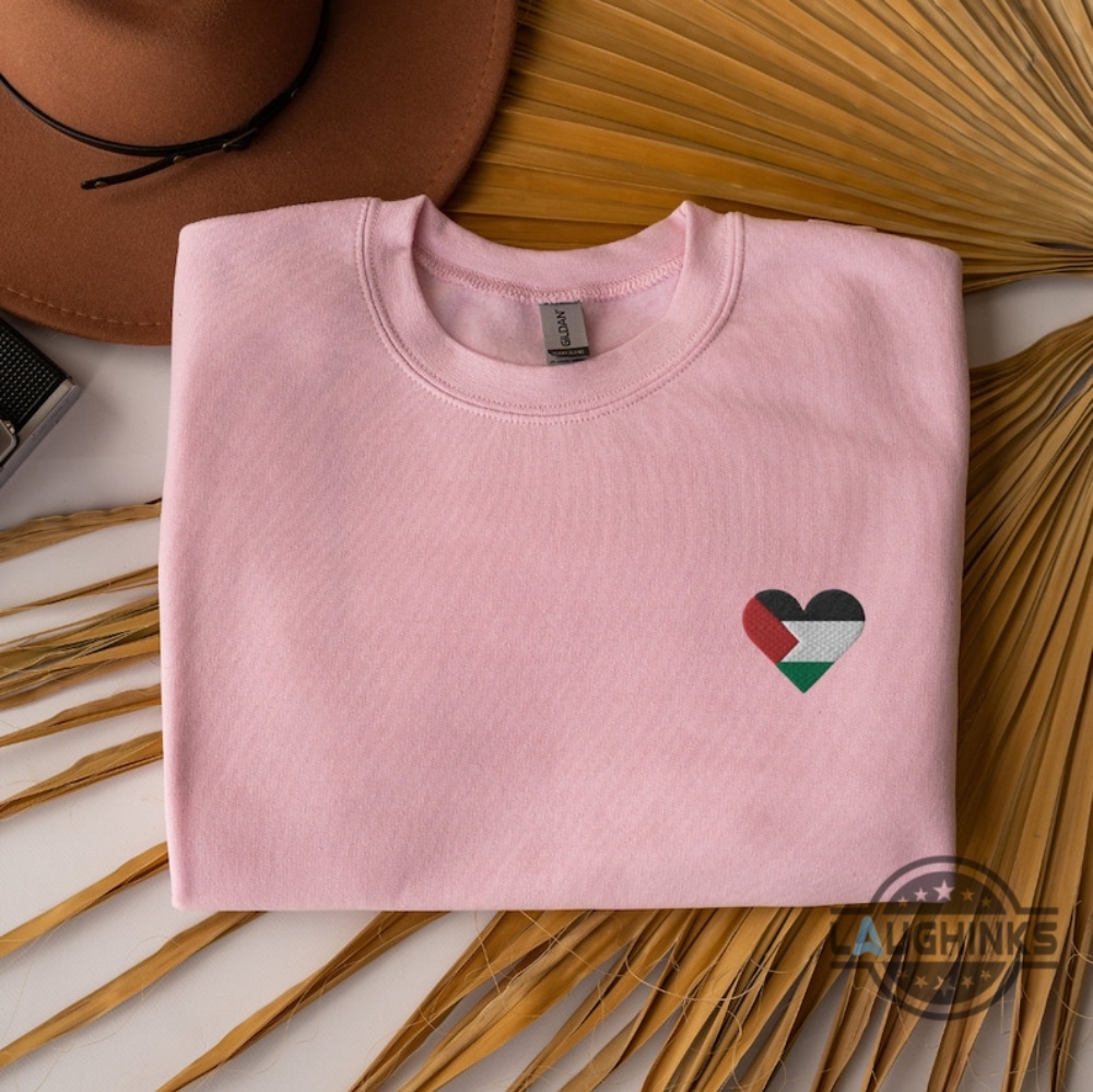 Save Palestine Embroidered Hoodie Tshirt Sweatshirt Mens Womens Palestine Flag Heart Embroidery Free Palestine Tee Solidarity With Palestine Gaza Shirts