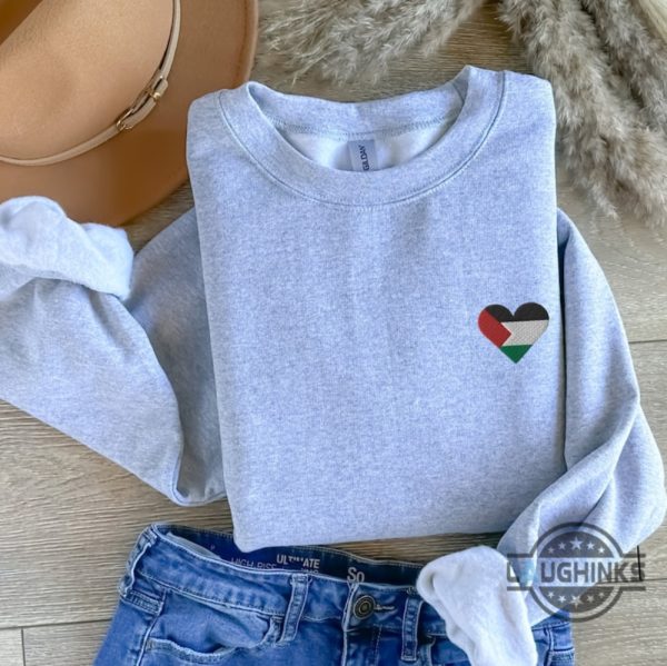 save palestine embroidered hoodie tshirt sweatshirt mens womens palestine flag heart embroidery free palestine tee solidarity with palestine gaza shirts laughinks 3