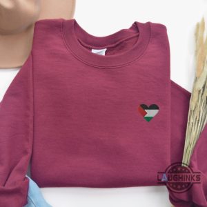 save palestine embroidered hoodie tshirt sweatshirt mens womens palestine flag heart embroidery free palestine tee solidarity with palestine gaza shirts laughinks 4