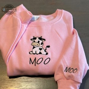 cow sitting embroidered sweatshirt womens embroidered sweatshirts tshirt sweatshirt hoodie trending embroidery tee gift laughinks 1 1