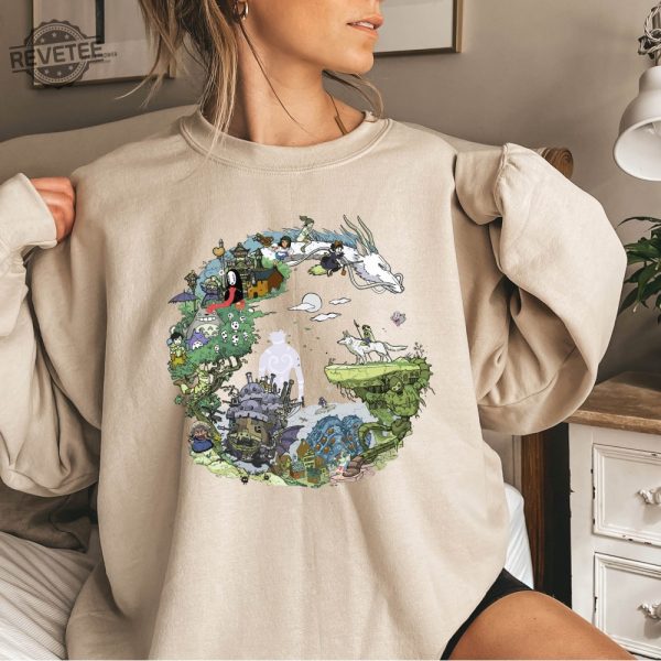 Spirited Away Studio Ghibli Sweatshirt Howls Moving Castle Sweatshirt Studio Ghibli Movies Studio Ghibli New Movie Unique revetee 6