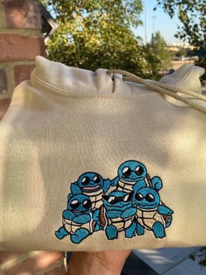 Squad Of Squirtle 90S Edition Embroidered Sweater Personal Anime Gift Hoodie Squirtle Squad Pokemon Horizons Characters Unique revetee 2