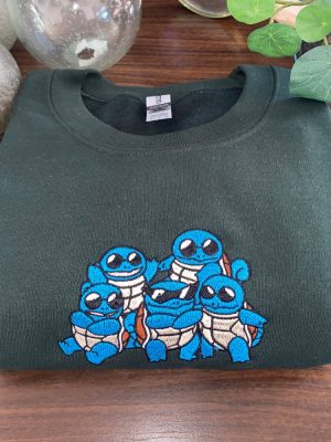 Squad Of Squirtle 90S Edition Embroidered Sweater Personal Anime Gift Hoodie Squirtle Squad Pokemon Horizons Characters Unique revetee 3