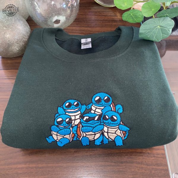 Squad Of Squirtle 90S Edition Embroidered Sweater Personal Anime Gift Hoodie Squirtle Squad Pokemon Horizons Characters Unique revetee 3