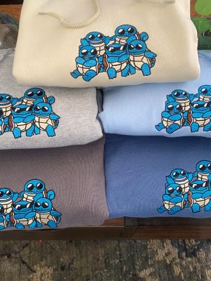 Squad Of Squirtle 90S Edition Embroidered Sweater Personal Anime Gift Hoodie Squirtle Squad Pokemon Horizons Characters Unique revetee 4