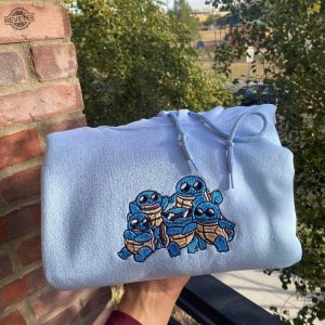 Squad Of Squirtle 90S Edition Embroidered Sweater Personal Anime Gift Hoodie Squirtle Squad Pokemon Horizons Characters Unique revetee 5