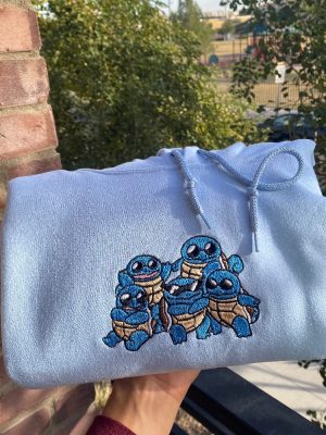 Squad Of Squirtle 90S Edition Embroidered Sweater Personal Anime Gift Hoodie Squirtle Squad Pokemon Horizons Characters Unique revetee 5