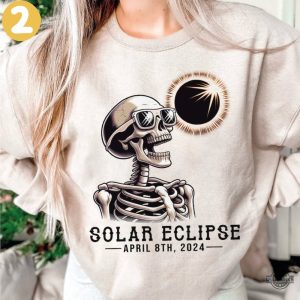 solar eclipse t shirt sweatshirt hoodie mens womens solar eclipse april 8th 2024 shirts funny skeleton sun exposure tshirt america totality eclipse tee skull laughinks 2