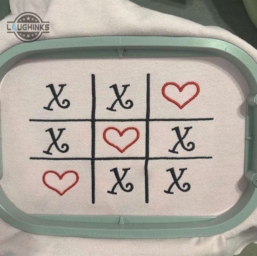Xoxo Tic Tac Toe Valentines Embroidered Crewneck Womens Embroidered Sweatshirts Tshirt Sweatshirt Hoodie Trending Embroidery Tee Gift