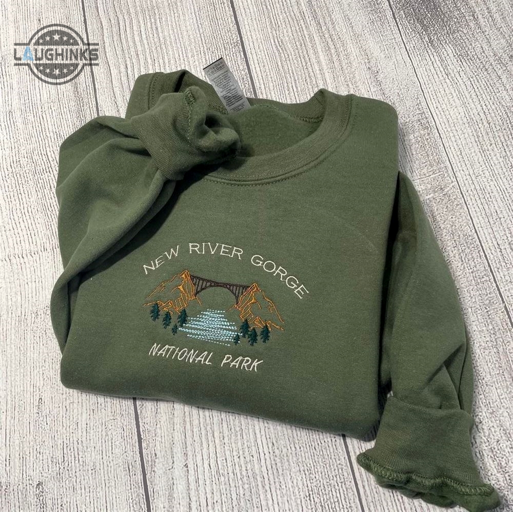 New River Gorge Embroidered Sweatshirt Virginia Park Crewneck Womens Embroidered Sweatshirts Tshirt Sweatshirt Hoodie Trending Embroidery Tee Gift