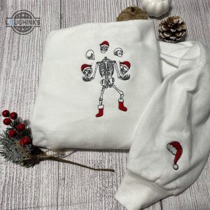 skeleton christmas embroidery sweatshirt womens embroidered sweatshirts tshirt sweatshirt hoodie trending embroidery tee gift laughinks 1