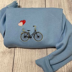 embroidered bicycle sweatshirt valentine sweatshirt womens embroidered sweatshirts tshirt sweatshirt hoodie trending embroidery tee gift laughinks 1