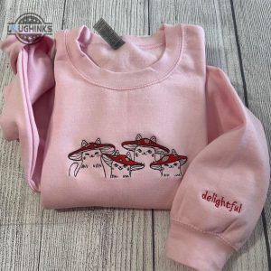 delightful mushroom cats embroidered crewneck womens embroidered sweatshirts tshirt sweatshirt hoodie trending embroidery tee gift laughinks 1 2