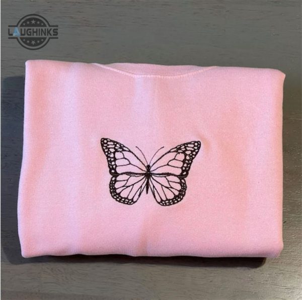 vintage butterfly custom embroidered sweatshirt womens embroidered sweatshirts tshirt sweatshirt hoodie trending embroidery tee gift laughinks 1