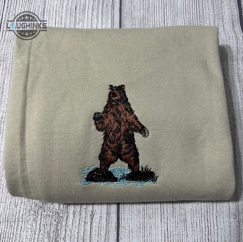 Brown Bear Bear Embroidered Crewneck Womens Embroidered Sweatshirts Tshirt Sweatshirt Hoodie Trending Embroidery Tee Gift