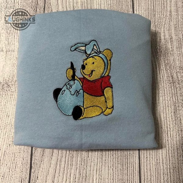 easter winnie the pooh embroidered sweatshirt womens embroidered sweatshirts tshirt sweatshirt hoodie trending embroidery tee gift laughinks 1
